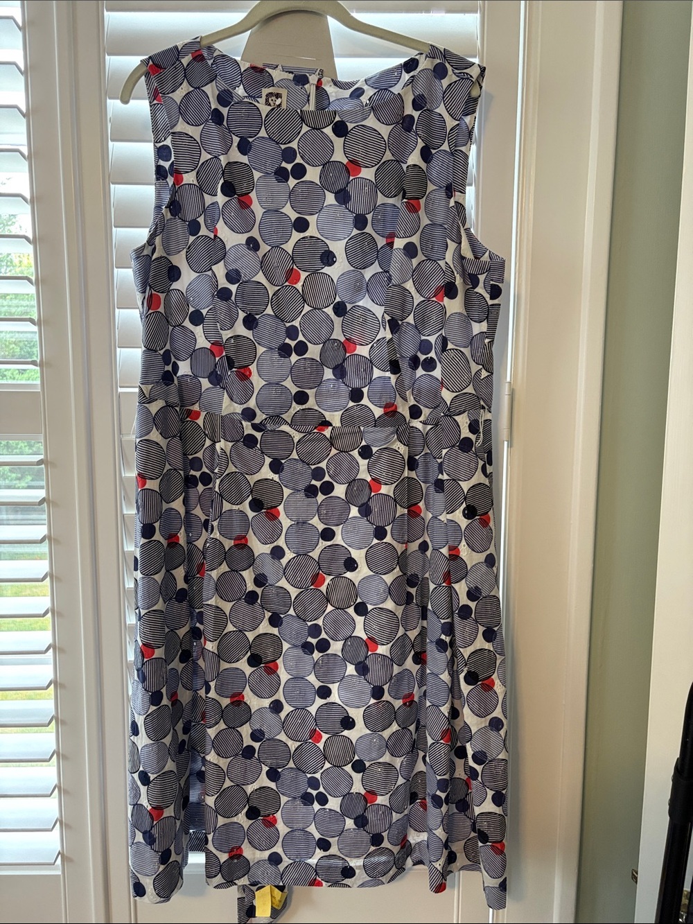 Anne Klein Navy and Red Polka Dot Sleeveless Dress